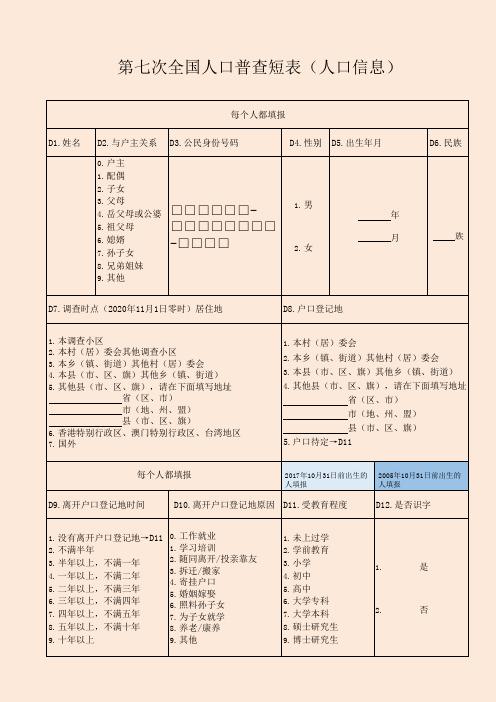 人口普查短表填写说明：简单易懂的步骤详解