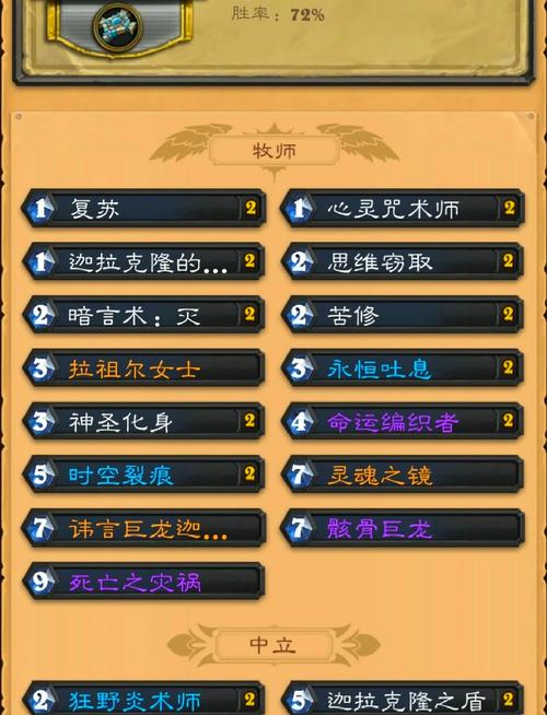 克苏恩牧师卡组怎么搭最新2023天梯上分卡组推荐