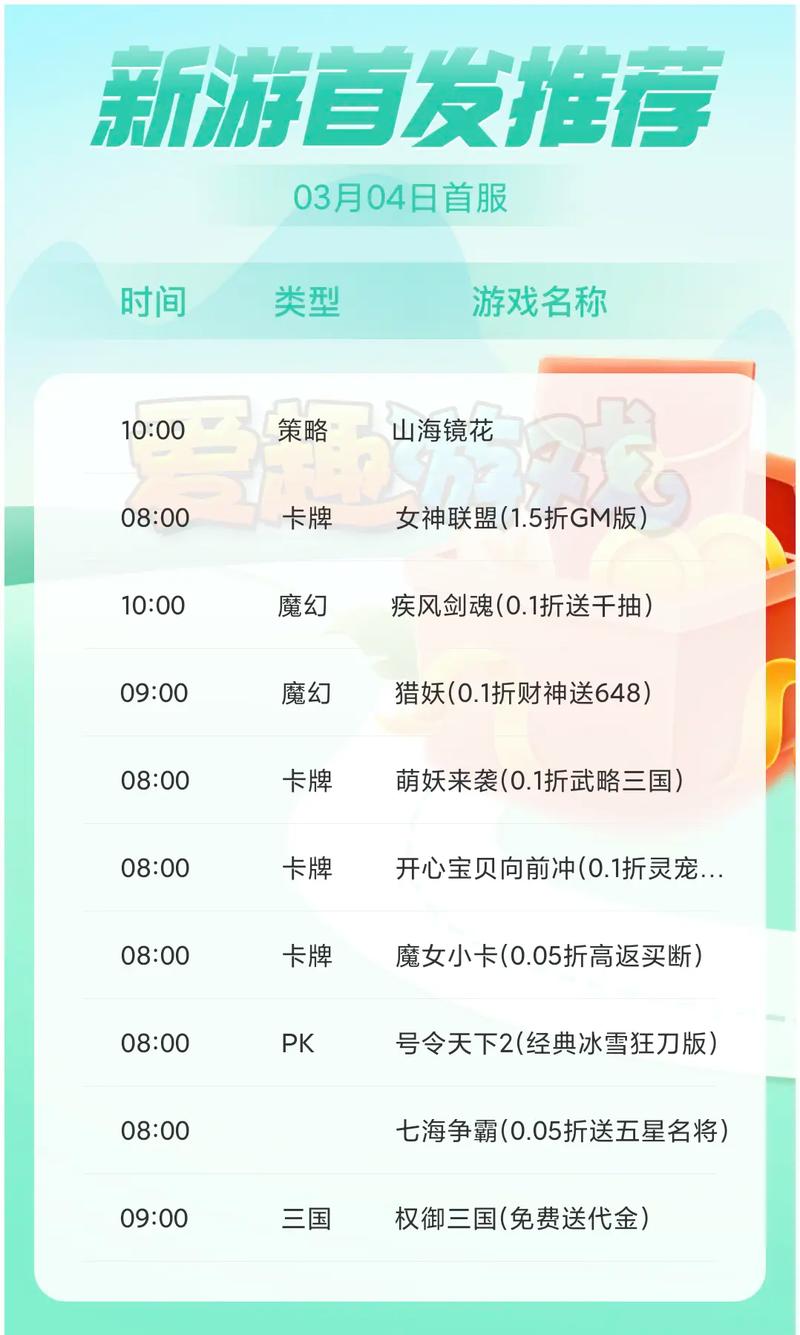 新游戏开服表有哪些？2024年最新开服时间总览！